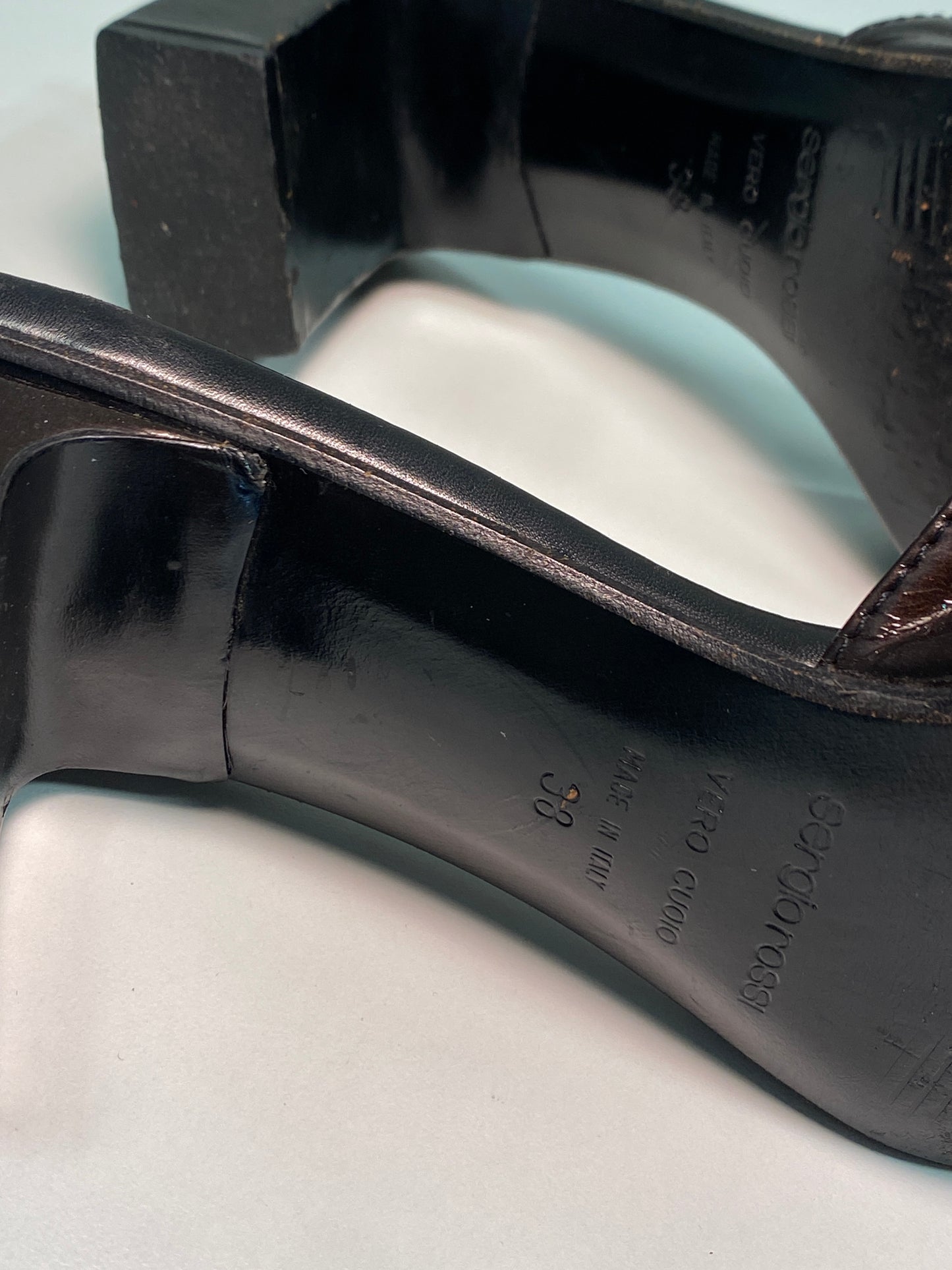 SERGIO ROSSI black leather platform heels (38)