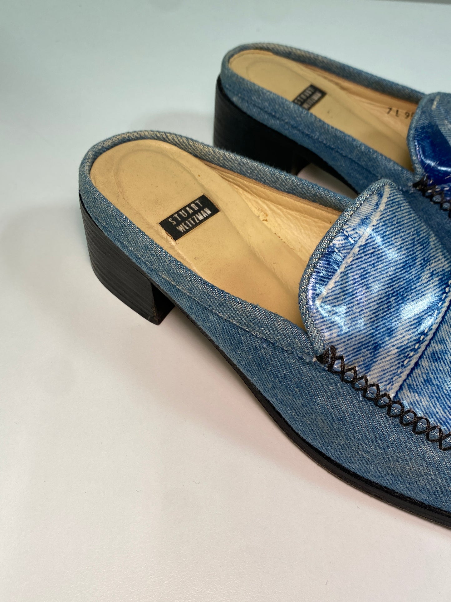 STUART WEITZMAN denim loafer mules (39)