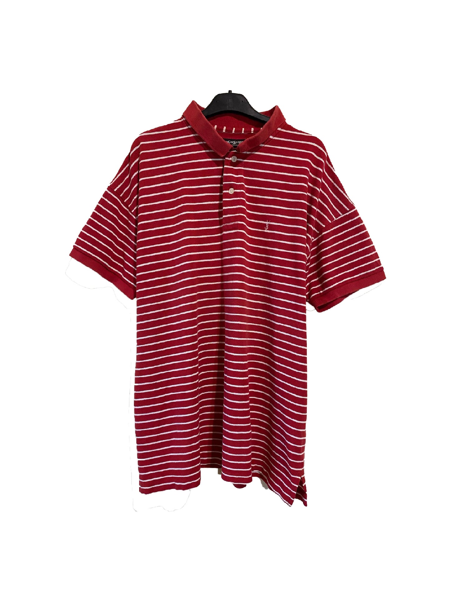 YVES SAINT LAURENT red striped polo (xl)